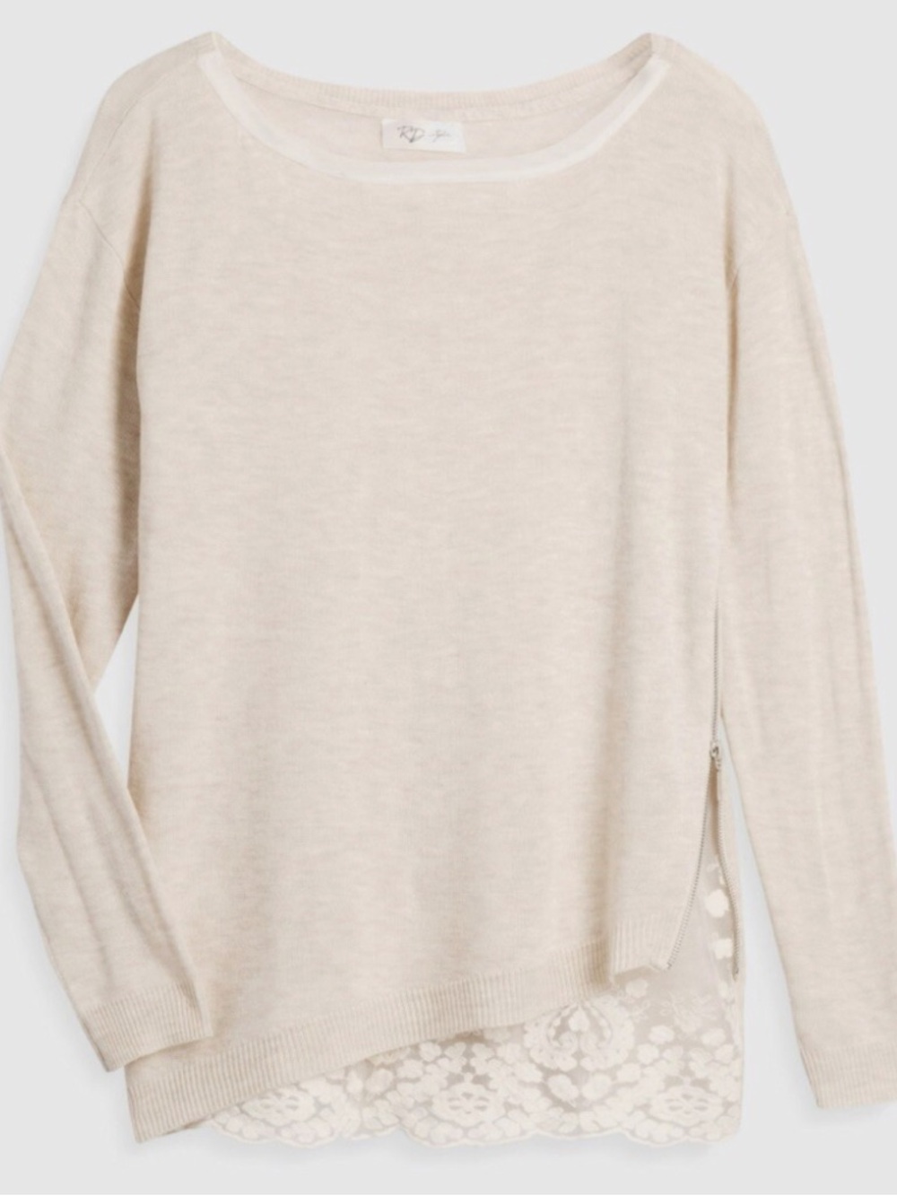 RD STYLE SWEATER WITH LACE TRIM